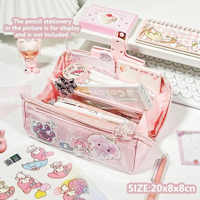 

[New Arrival] TEMPAT PENSIL KOREA UKURAN JUMBO MULTI SEKAT - PINK.