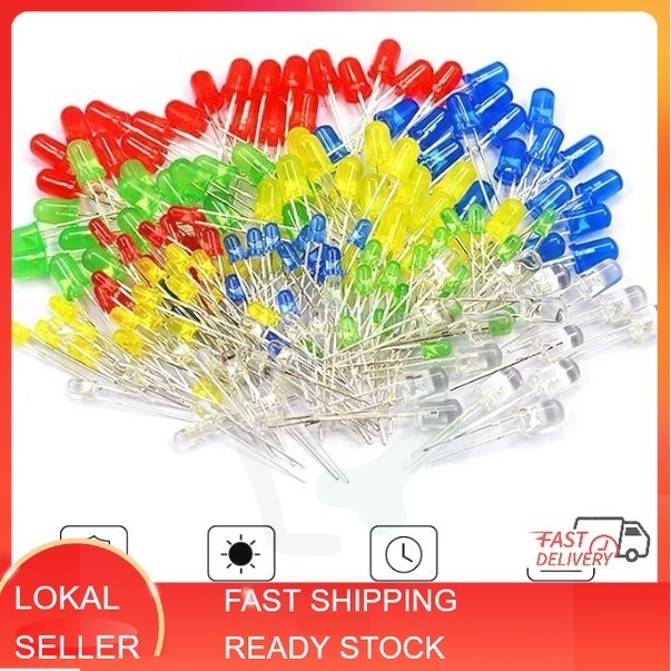 3mm 5mm Lampu LED F3 F5 Dioda Putih , Kuning , Merah , Hijau dan Biru