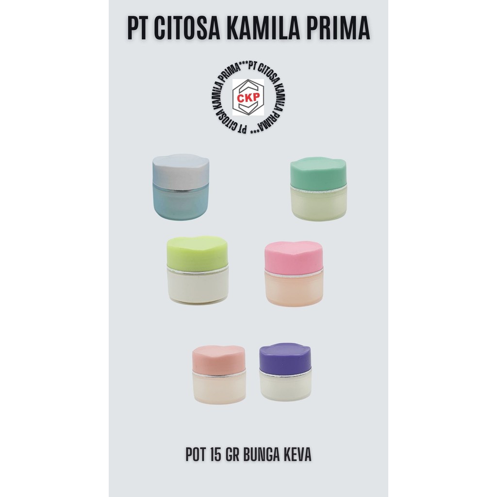 Pot Cream 15 Gr Bunga Keva/ Pot Plastik / Pot Cream Plastik / Pot Krim Wajah / Pot Salep / Pot 15 Gr