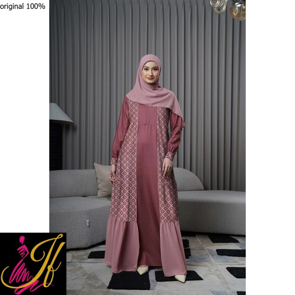 Gamis dress Dewasa free belt mutiara layer brokat busui saku samping gamis Muslim Mewah Simple raia 