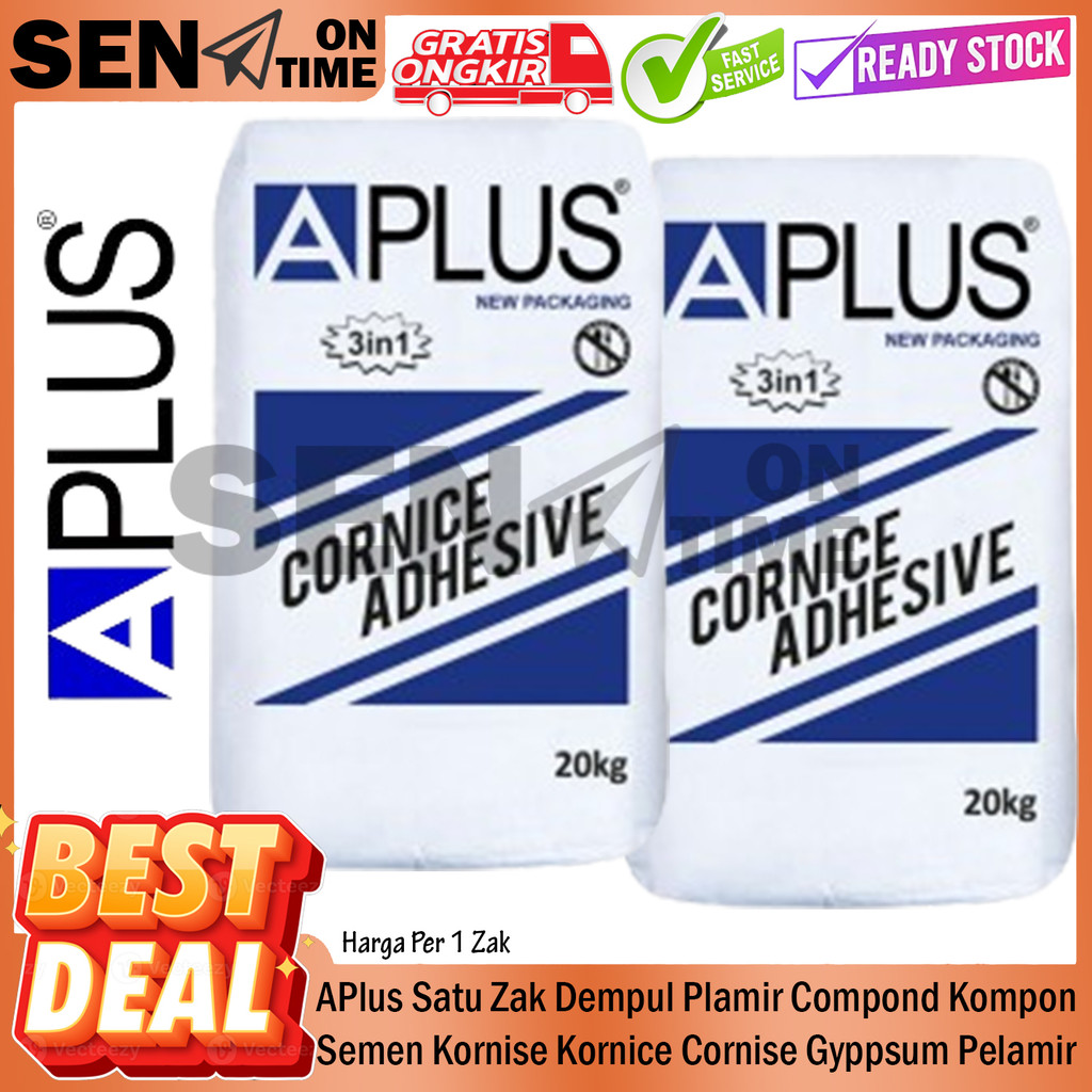 A Plus 20 Kg 1 Sak Compound Kompon APlus Zak Cornice Kiloan Dempul Plamir Kornis Kornice Cornis Gyps