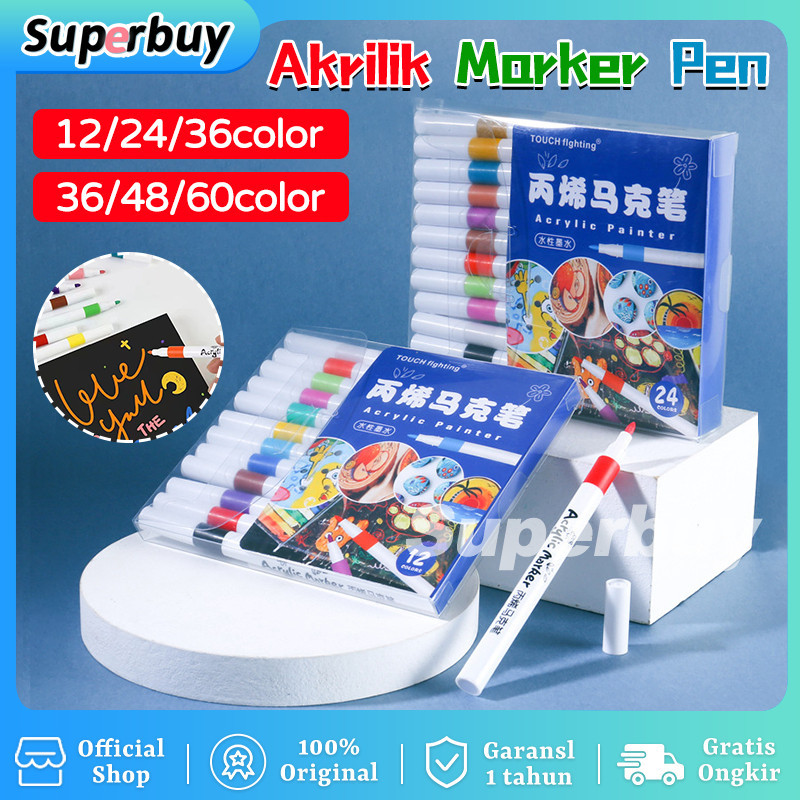 

CTK031 COD READYAcrylic Marker Pen Set Spidol Akrilik Warna Cepat Kering Tahan Air DIY Painting