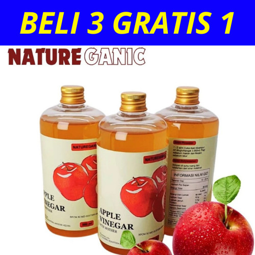 

BELI 3 GRATIS 1 Natureganic Cuka Apel 500 ML Apple Cider Vinegar With Mother Original Asli Alami
