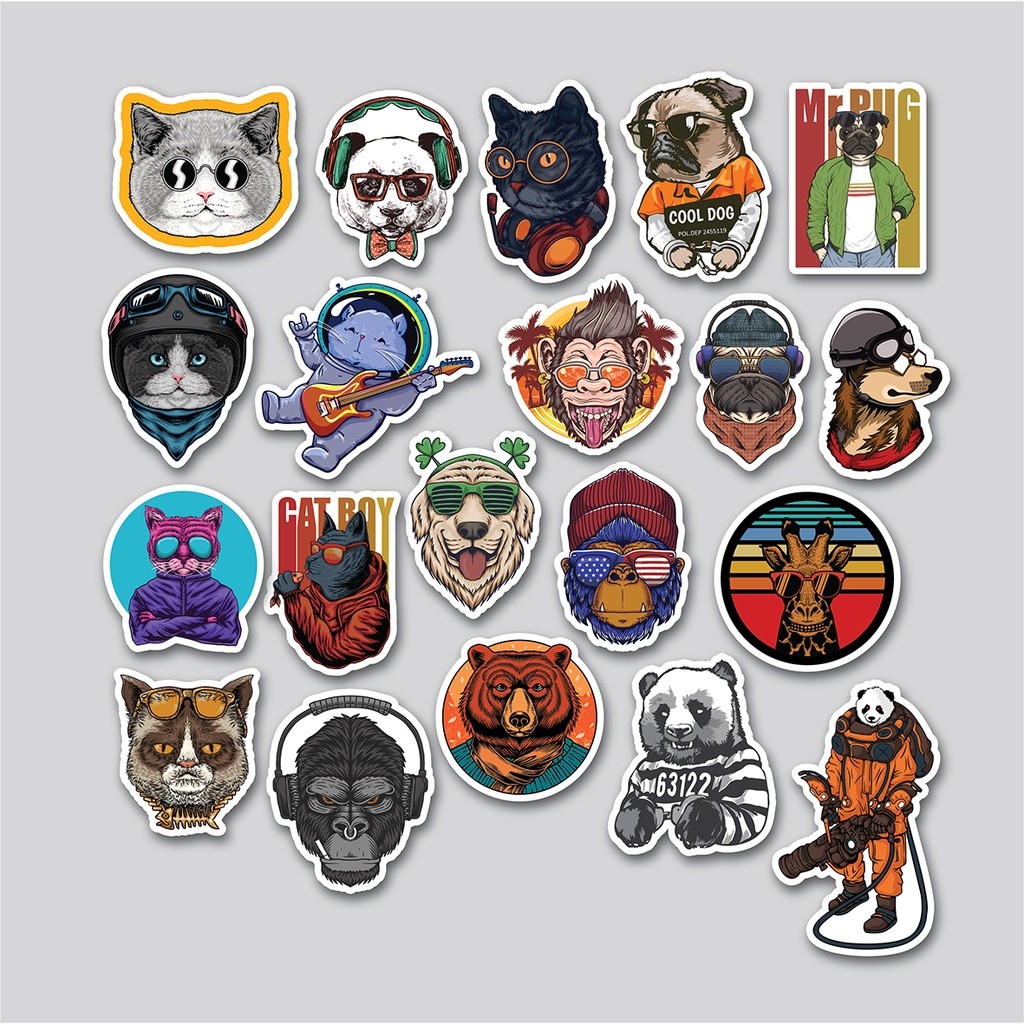 

Sticker Pack Hipster Animal | Sticker Tumblr Laptop Koper Helm
