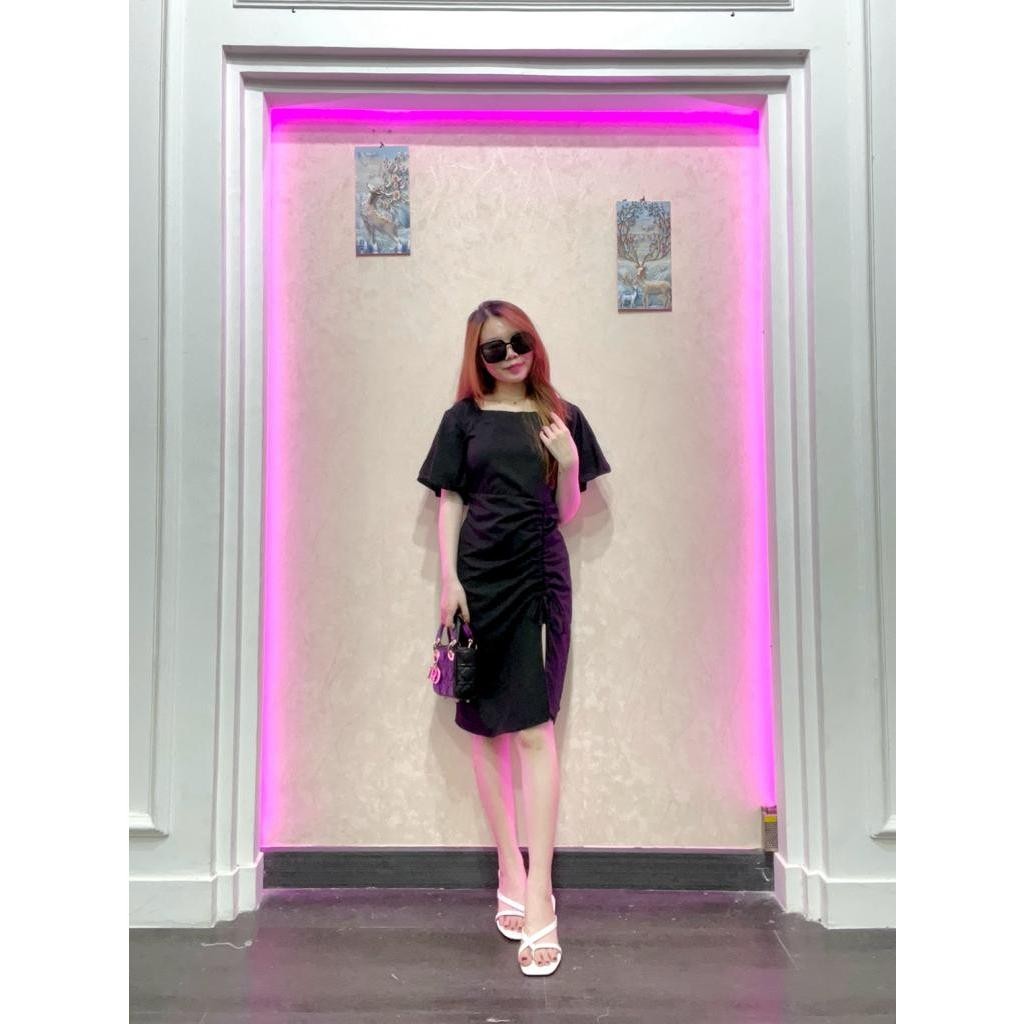 New Dress Serut Lauren Daster Belakang Karet