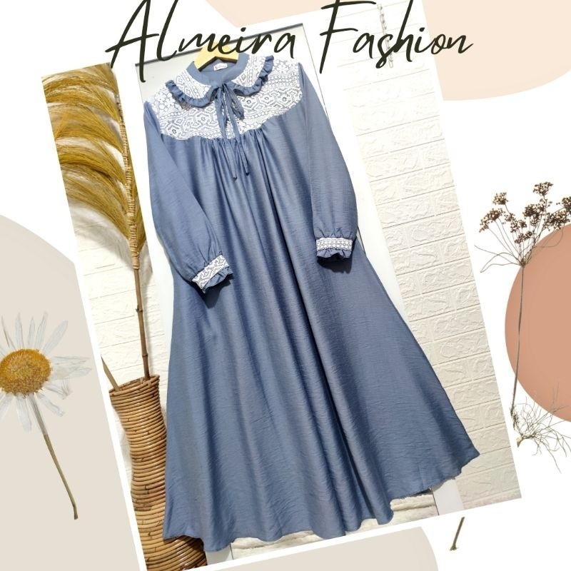 PARXETSHOP  Dress Jumbo Ld 120 Pj 125 / Midi Dress Terbaru Bahan Polo Linen / Gamis Wanita Kekinian