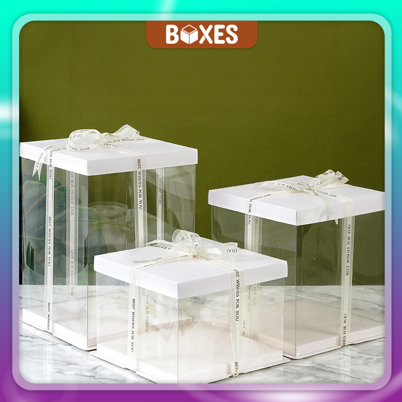 

[ KHUSUS INSTAN ] Kotak kado transparan / Box mika transparan / Box Kue Mika / Box Kue Tart mika / Box kue mika | BN02