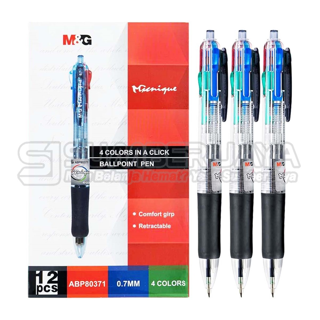 

Ballpoint Barell Multifunction In 1 Pulpen 4 warna 0.7mm M&G ABP80371
