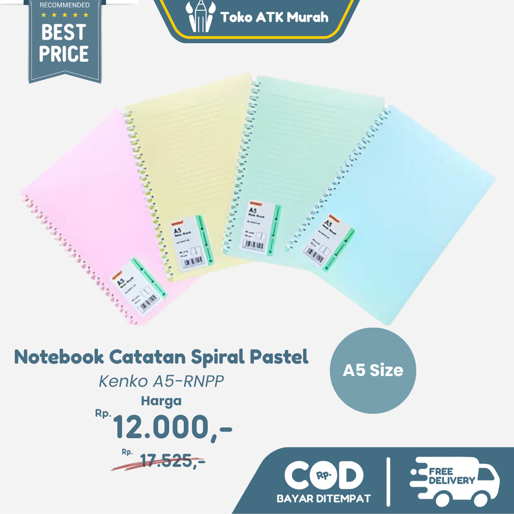 

Notebook Catatan Bergaris Kenko A5 Ring Book A5-RNPP Warna Pastel