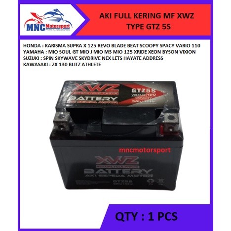 AKI BATTERY FULL KERING XWZ KODE 5S ZX 130 BLITZ ATHLETE
