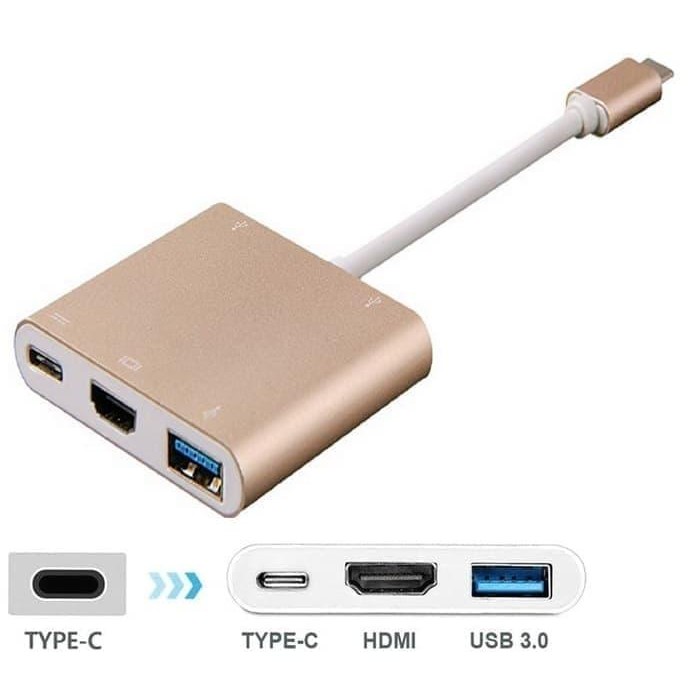 konektor converter usb type c to hdmi multiport macbook 2016 - 649784 - Emas