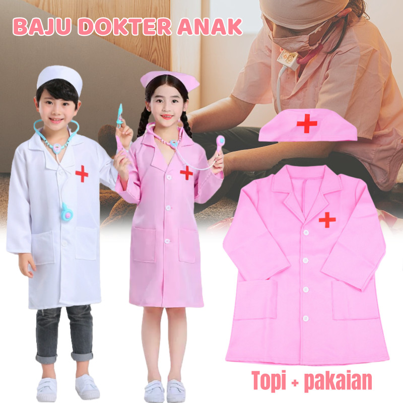 CARAT Baju Dokter Anak / Baju Dokter Mainan Anak / Baju Dokter Medical/Mainan Baju Dokter Anak Kostu