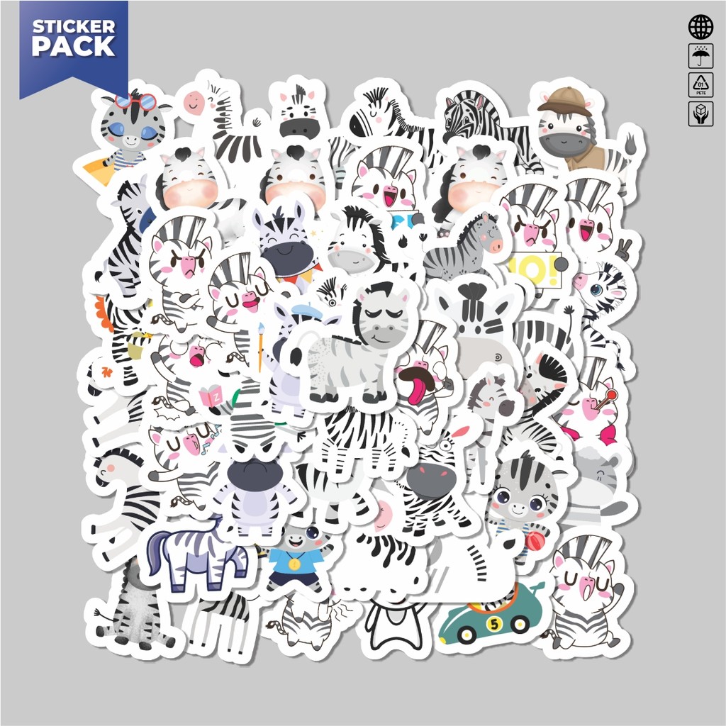 

[100PCS]Stiker Pack Sticker Hewan Zebra Aesthetic Vinyl Anti Air Dekorasi Sticker Laptop Buku Journal Koper Helm Casing HP Gitar Helm Skateboard