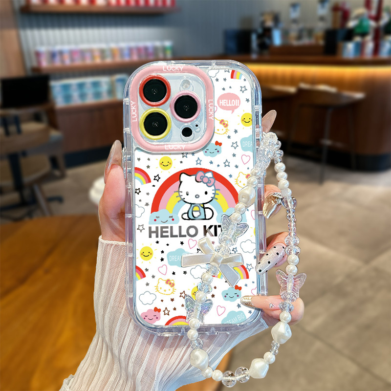 Case+gelang Case Mirror hellokitty Lucu hp Samsung A15 A10S A54 A05 A05S A34 A14 A51 A25 Case Rainbo