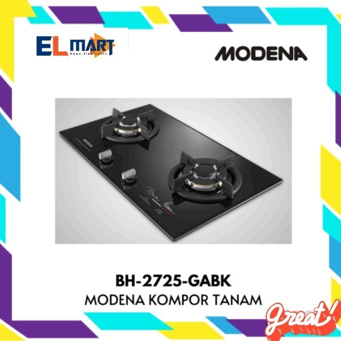 Modena Kompor Tanam Kaca 2 Tungku BH 2725 GABK 2725GABK BH2725GABK