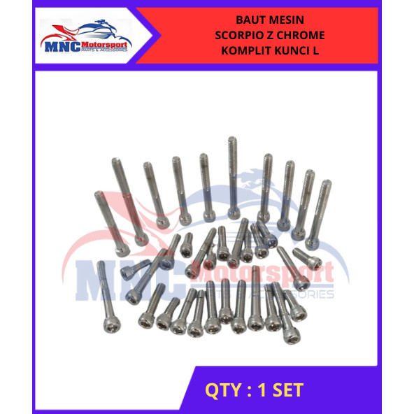 BAUT MESIN SCORPIO Z CHROME KOMPLIT KUNCI L