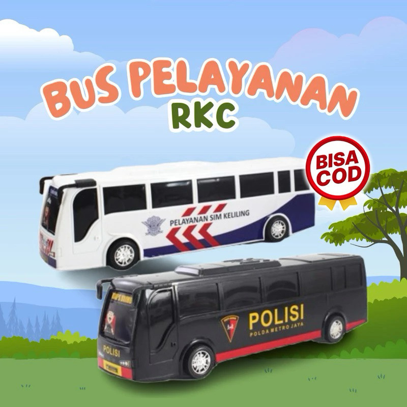 MAINAN ANAK RKC Mainan Kendaraan Bus Polisi Police Bus Friction - Mainan Bis Polisi Bus Polisi Minia