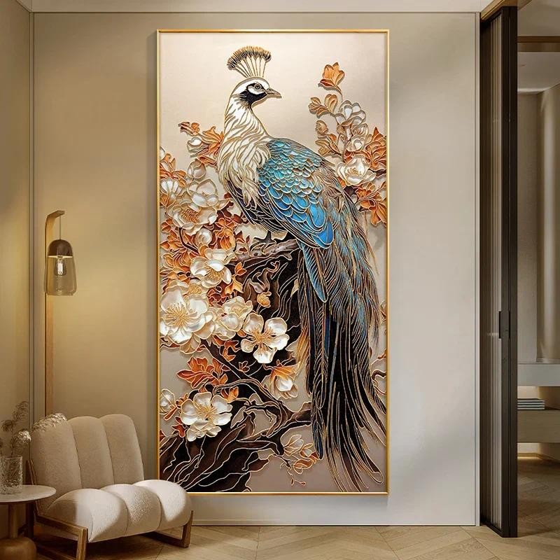 

Joyful Eyebrow Hanging Painting New Chinese Style Flower and Bird Decoration Painting Corridor Mural Painting Home Decoration