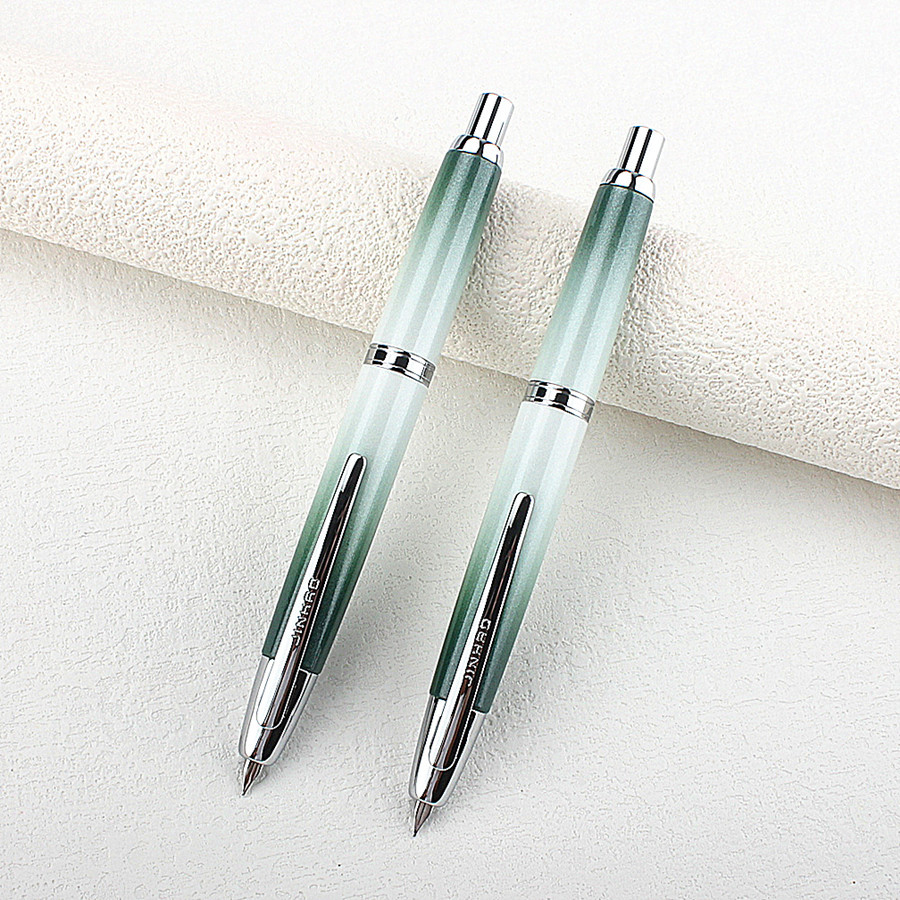 

Jinhao 10 Press Retractable Fountain Pen Fine Nib with Converter Writing Gift Pen emerald-green