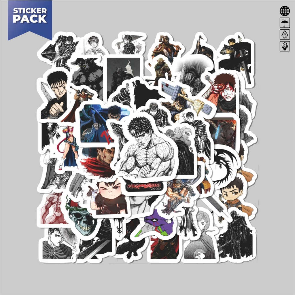 

[100PCS]Stiker Pack Sticker Anime Berserk Aesthetic Vinyl Anti Air Dekorasi Sticker Laptop Buku Journal Koper Helm Casing HP Gitar Helm Skateboard