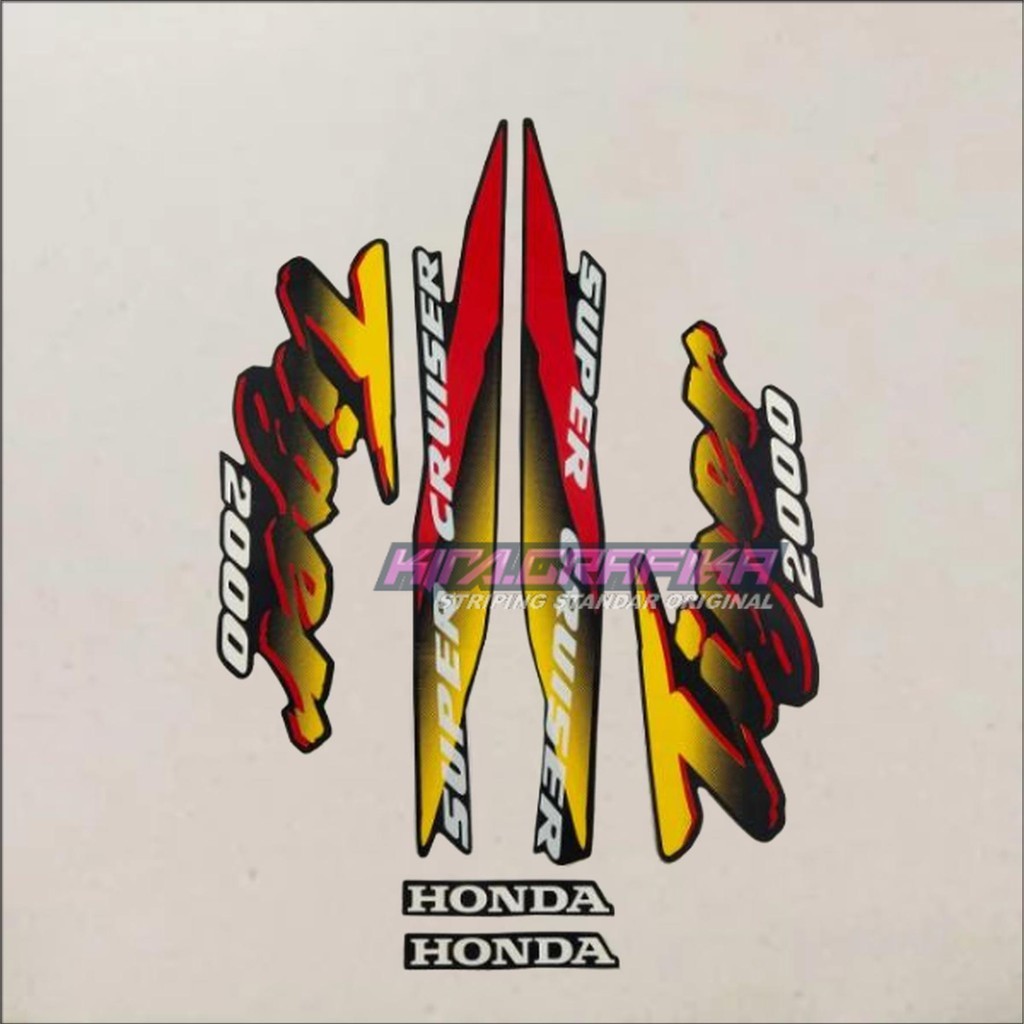 STIKER STRIPING LIS LES BODY MOTOR HONDA TIGER 2000 FULL HITAM KUNING STRIPING MOTOR TIGER 2000 SEPA