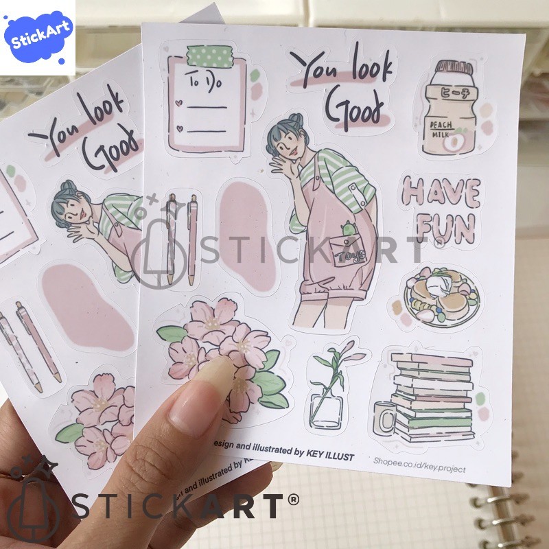 

[STICKART[ Korean Girl Sticker Set/ Stiker Aesthetic/ Bullet Journal Stickers KP103 BAHAN DAN KWALITAS PREMIUM
