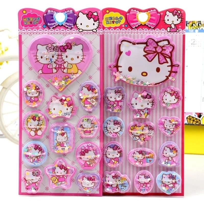 

Sanrio 3D Three-dimensional Water Shaking Flashing Refrigerator Hello Kitty Laptop Phone Case Guitar Cute Children's Stickers