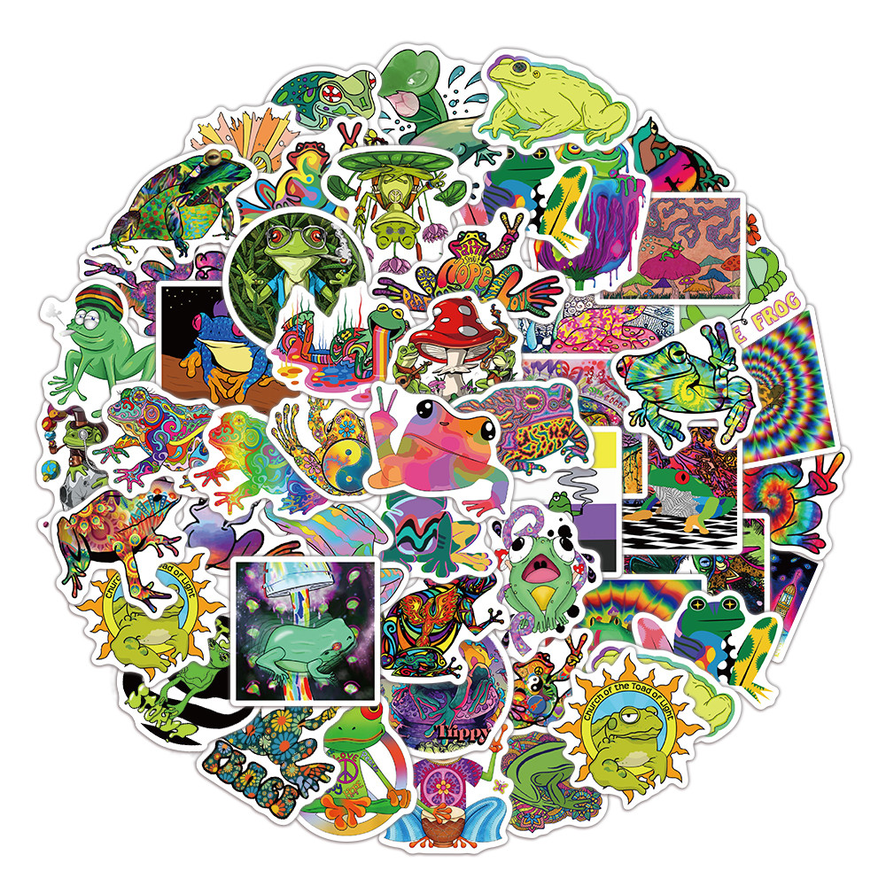 

50PCS Creative Frog Stickers, Personalized Graffiti Stickers, Decorative Luggage, Notebook, Car, Skateboard, Waterproof Batch