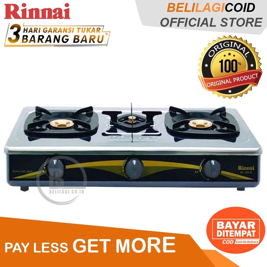 (ORI) Rinnai Kompor Gas 3 Tungku RI 603 E / Kompor Rinnai 3 Tungku RI-603E / Kompor Gas Rinnai ORIGI