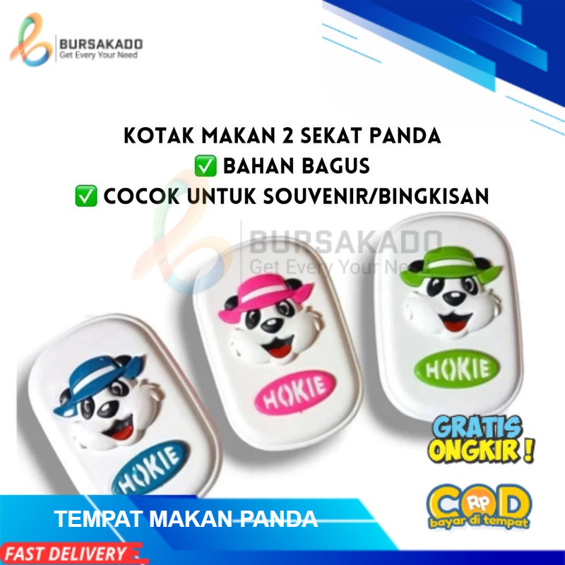 Kotak Bekal Tempat Nasi Anak Hokie 2 Sekat Panda Warna Souvenir Ulang Tahun Anak Lunch Box
