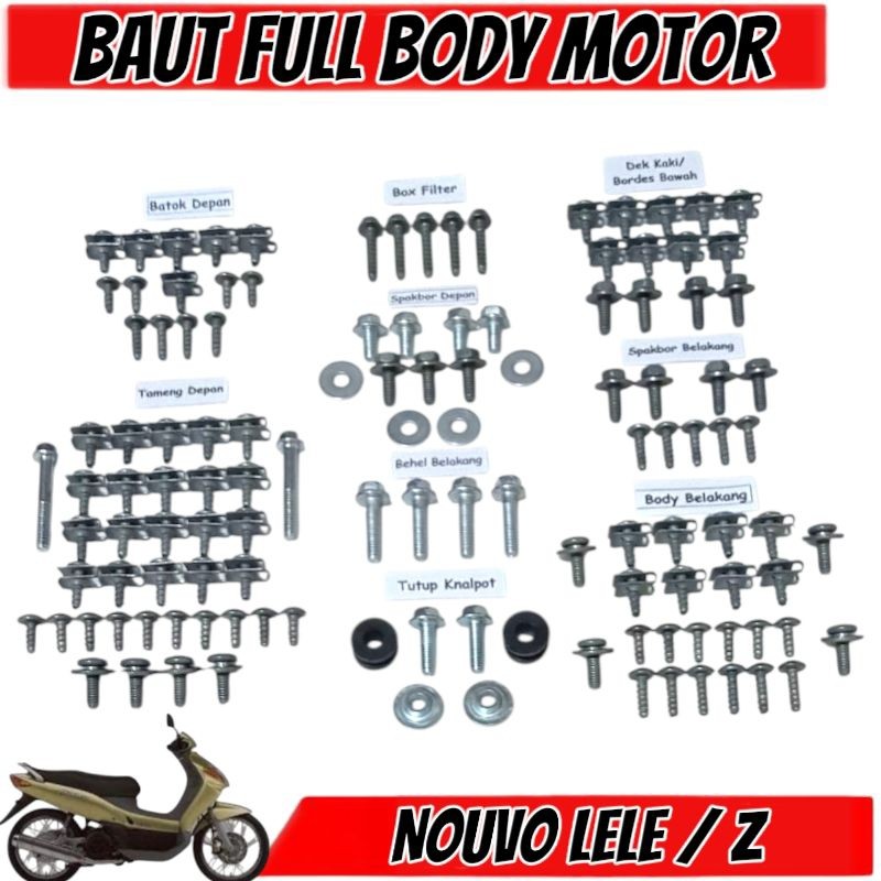 Baut Full Body Yamaha Nouvo Lele Nouvo Z 115 Karbu / Baut Lengkap Body Nouvo Z Nouvo Lele 115 Karbu 