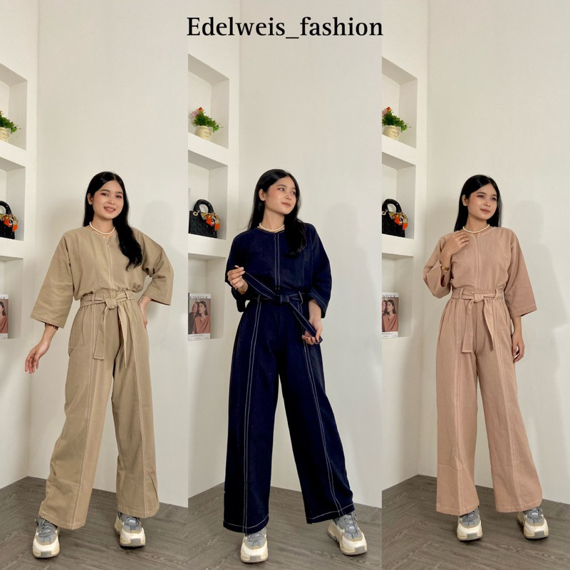 Starla Set Linen - One Set Wanita kekinian - Baju Wanita - Blouse Wanita - Celana Kulot - Baju Setel