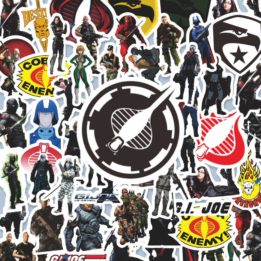 

100PCS Lucu Kartun G.I. Joe: A Real American Hero Stiker Stiker Aesthetic Stiker Anti Air Stikers Berperekat Waterproof sticker decal buat Motor Helm Buku Journal Koper Casing HP Laptop Botol Minum Hadiah anak