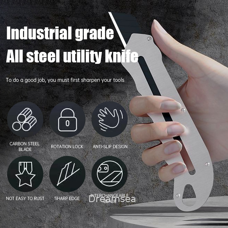 

Pisau Cutter Stainless Besi 6in1 Cutter Stainless Pemotong Kertas Tajam Anti Karat——dreamsea1