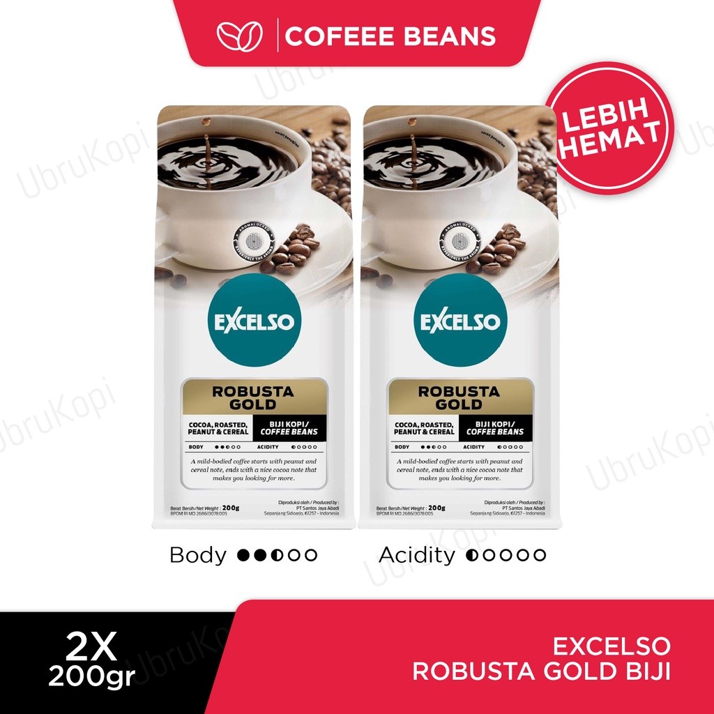 

Excelso Robusta Gold Biji 200g Twin Pack