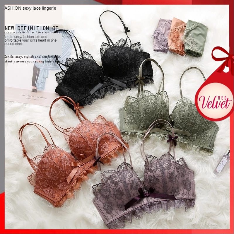 RV® Bra Push Up Wanita BH Sweety Pakain Dalam Renda Pita Motif Daun 1111