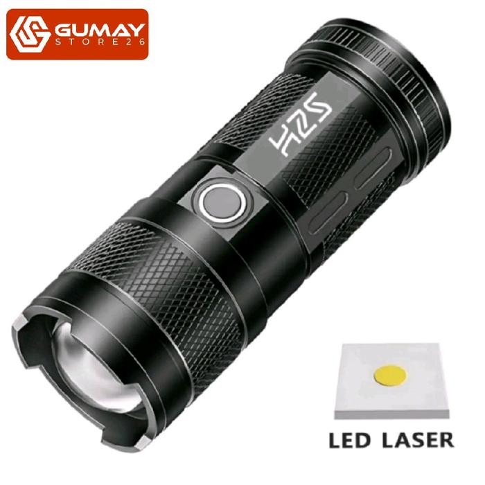 Senter LED Laser Cas COB Zoom in out 9 Mode Waterproof HS-S86