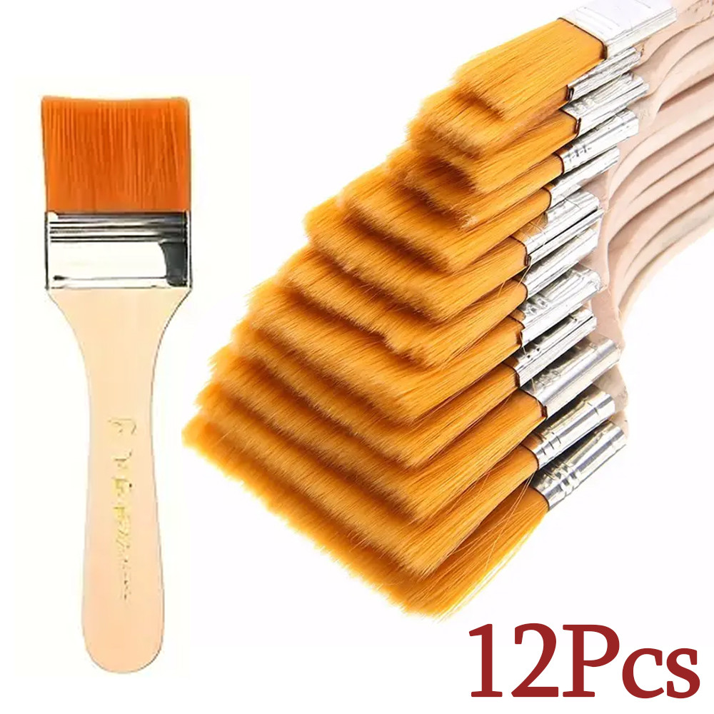 

12pcs/set Memory Nylon Paint Brushes Set for Acrylic Oil Drawing Watercolor Wooden Painting Brush Tools Art Supplies