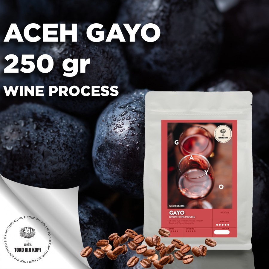 

KOPI ARABIKA GAYO SMOOTH WINE PROCESS ROASTED BEAN COFFEE - 250 GRAM