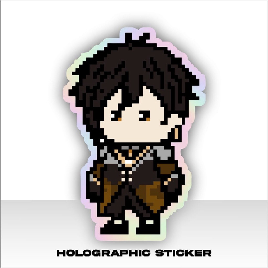 JASTIP Sticker Pixel Hologram Anime Game Genshin Impact - Zhongli