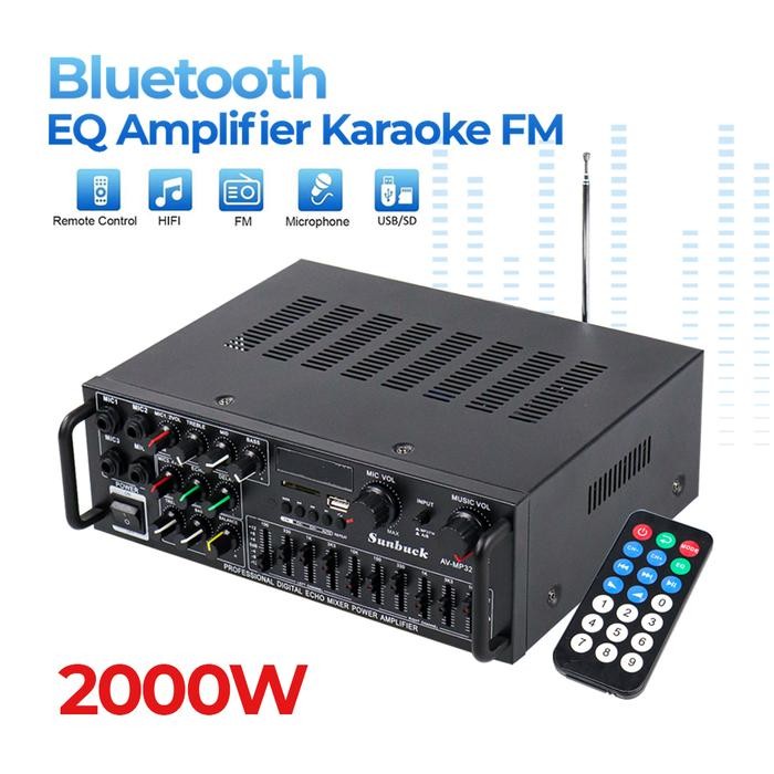 Audio Amplifier Home Theater Karaoke Bluetooth EQ FM Radio 2000W - Sunbuck AV-326BT & AS-336BU - AV-