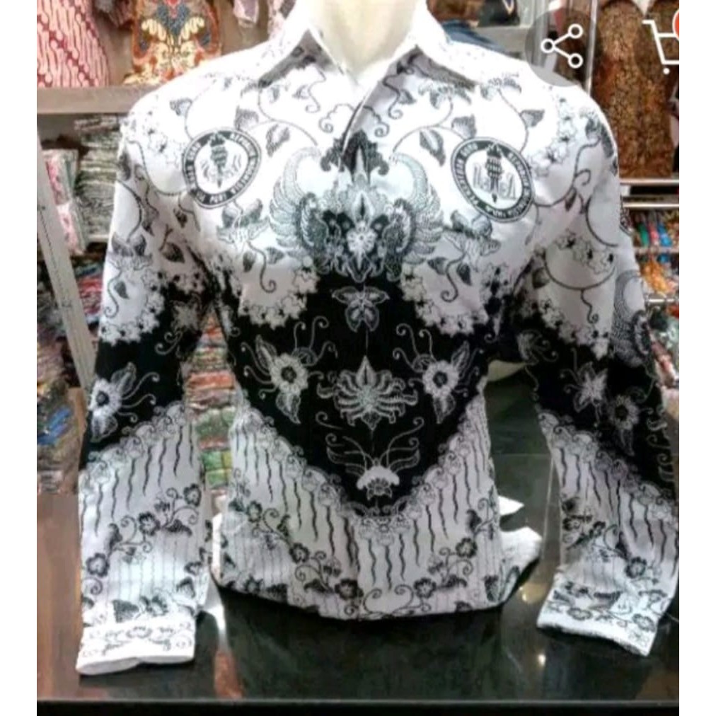 Baju Seragam Batik PGRI Terbaru Pria Wanita untuk Guru Bahan Semi Sutra Tangan Panjang Motif Nyaman