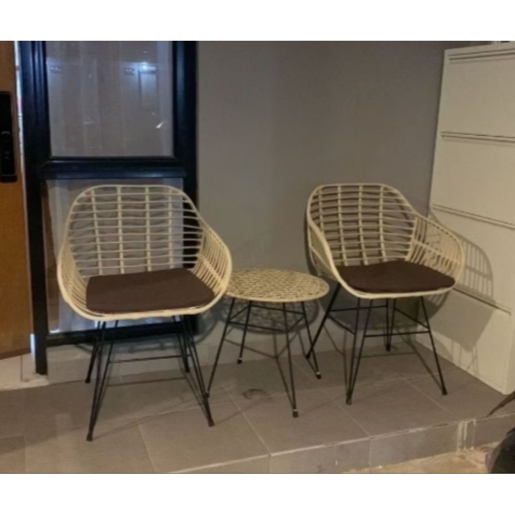 6.6 KURSI TERAS RUMAH ROTAN MINIMALIS SET BANTAL DUDUKAN/KURSI MAKAN BAR ROTAN SINTETIS HIGHT QUALIT