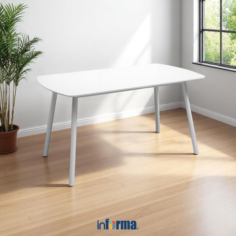 Informa Hallie Meja Makan - Putih Dining Table Dinner Table Meja Kursi Ruang Makan Aesthetic Furnitu