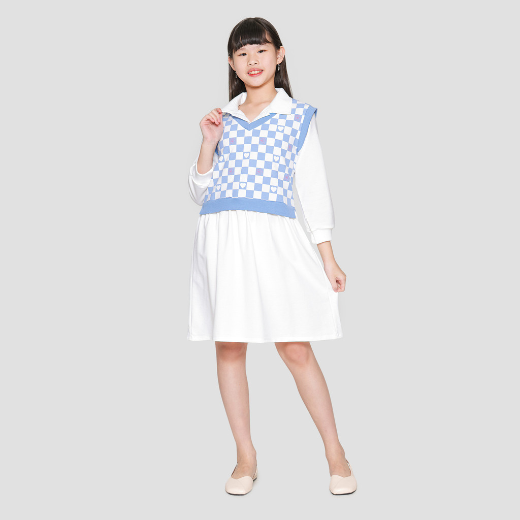 Nevada Collar Motif Dress Anak Perempuan 122096563