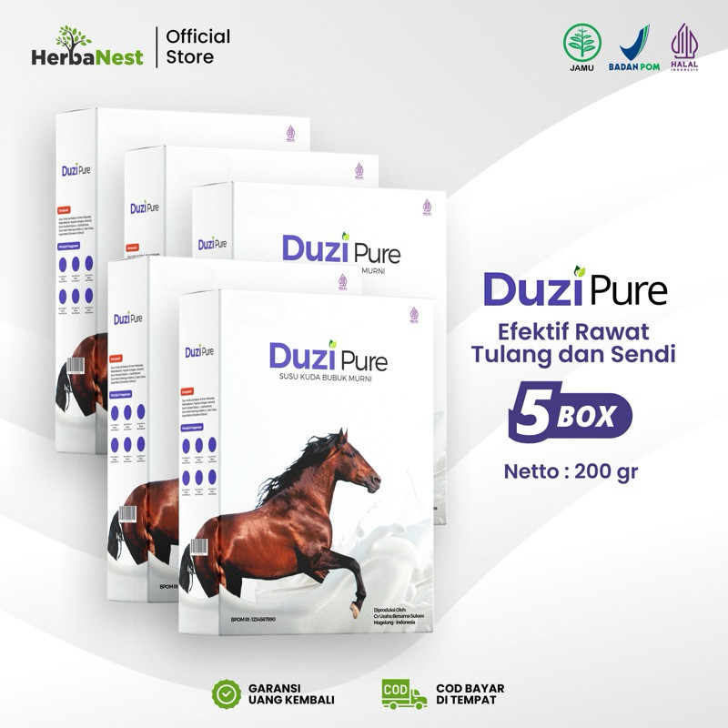 

Duzi Pure - Susu Kuda Lombok Bubuk 200 Gram 5 Box