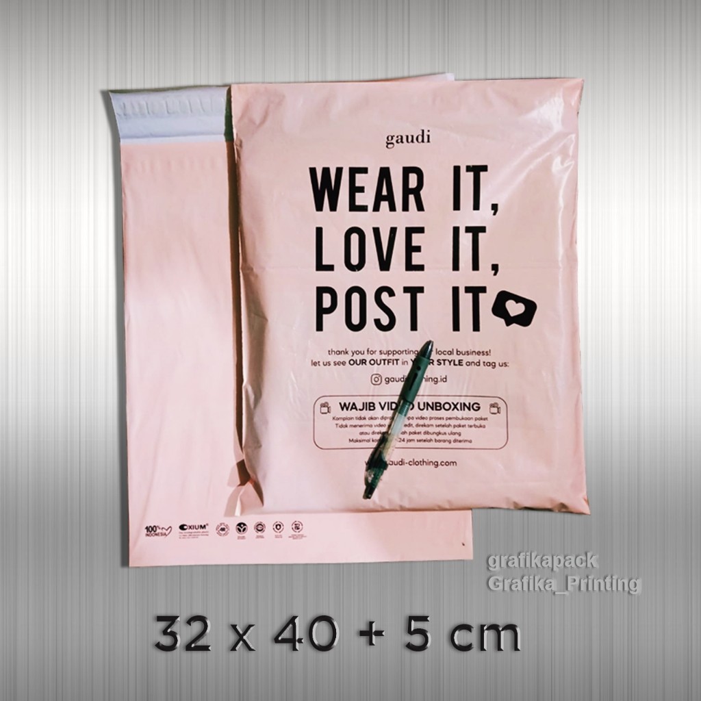 Custom Plastik Polymailer Ramah Lingkungan 32 x 40 cm