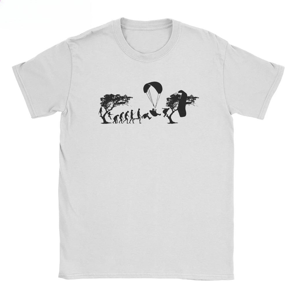 Kaos Paralayang Evolusi 2 Kaos Lucu Paralayang untuk Pria Kaos Katun Lengan Pendek Kaos Pakaian Graf