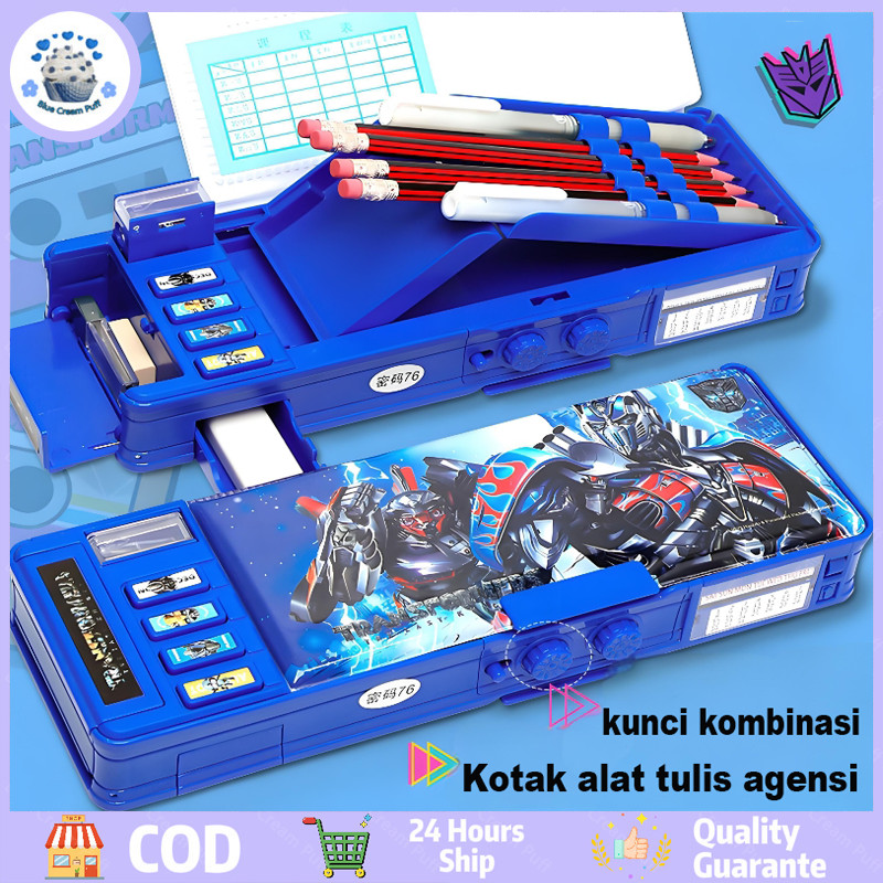 

【COD】Tempat pensil kata sandi tempat pensil kata sandi tempat pensil kata sandi tempat pensil anak laki-laki tempat pensil multifungsi kartun tahan air tahan air tempat pensil dua sisi dengan rautan pensil tempat pensil berkapasitas besar