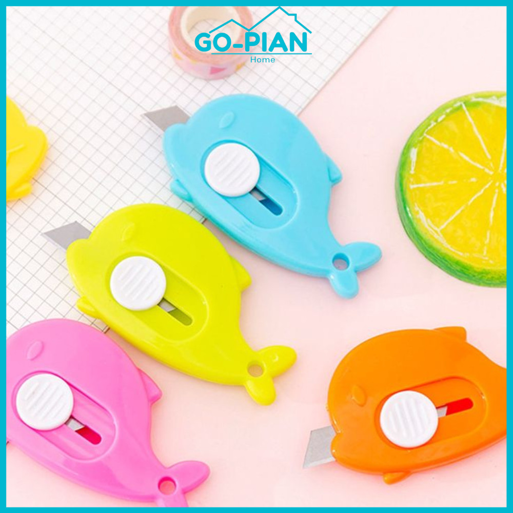 

pisau Cutter Mini Dolphin Hand Ikan Paus Pemotong Kertas Travel Unboxing ATK Alat Tulis Kecil